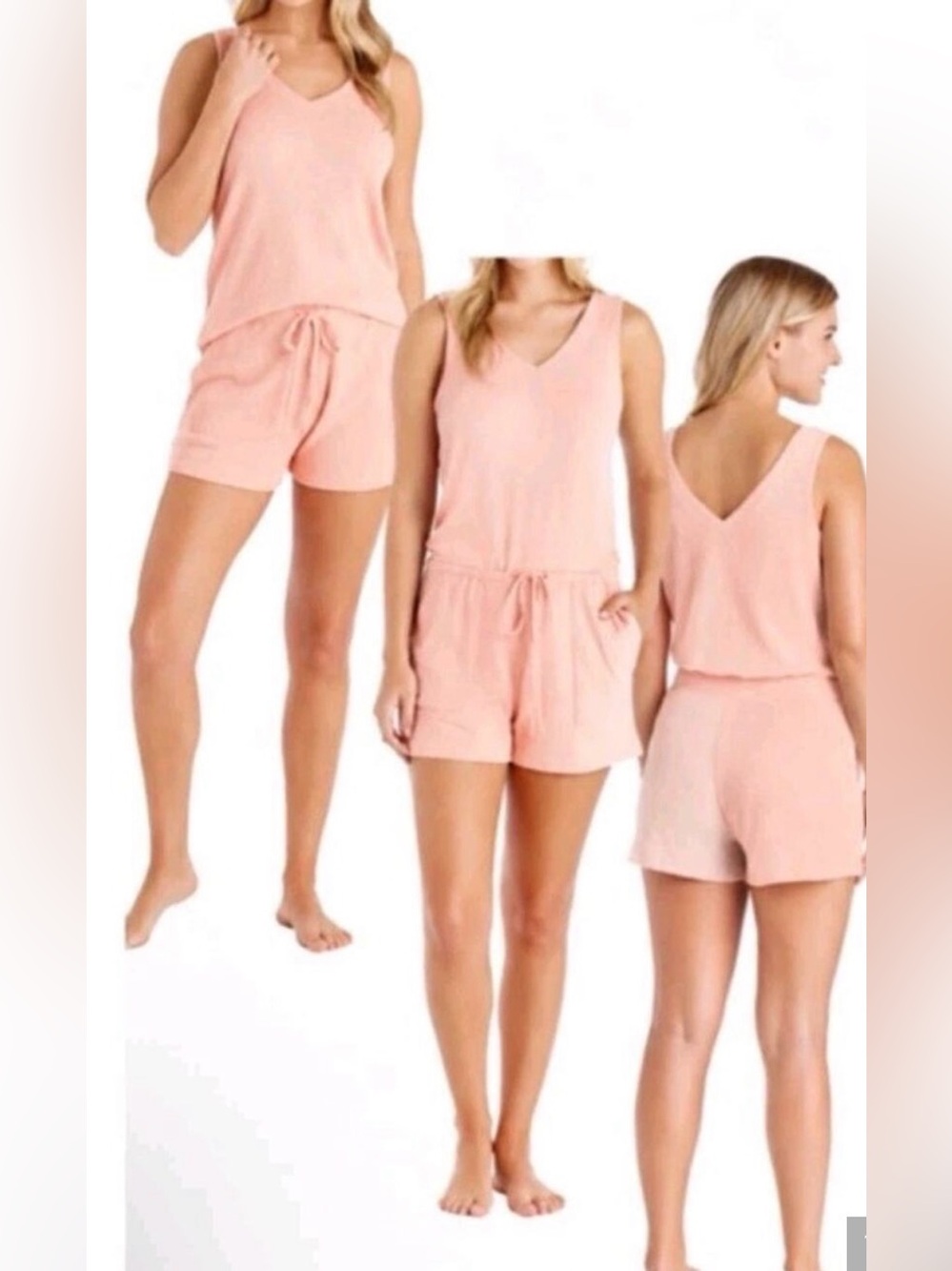 NWT SOFTIES Women’s Double V Neck Sleeveless Romper Shorts Oprah Favorite Size M